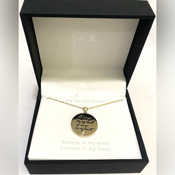 Belk Silverworks Jewelry - Silver Round Disc Charm Chain Necklace Always on my Mind Fall Preppy Cottagecore